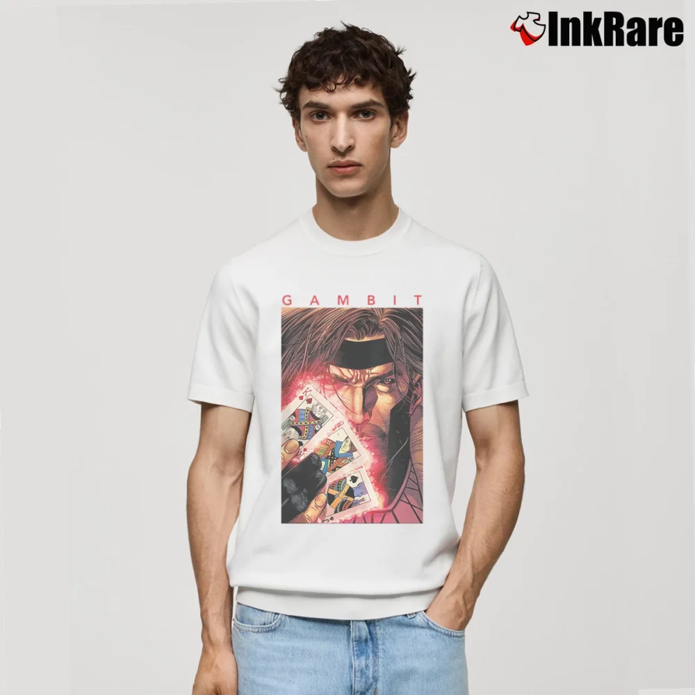 Men’s X - men Gambit Card Poster Marvel Classic T-Shirt in white | Soft, Breathable Everyday Wear