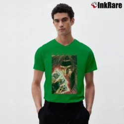 Men’s X - men Gambit Card Poster Marvel V-Neck Tee in irish green | Sharp, Breathable, Everyday Staple