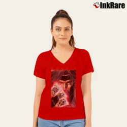 Women’s X - men Gambit Card Poster Marvel V-Neck Tee in red | Chic Neckline, Soft Texture
