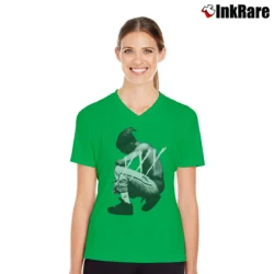 Women’s Xxxtentacion Kneeling Photo V-Neck Tee in irish green | Chic Neckline, Soft Texture