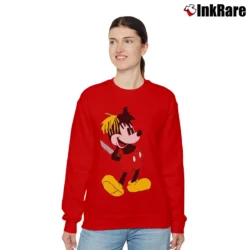 Women’s Xxxtentacion Mickey Dagger Mouse Relaxed Sweatshirt in red | Soft, Laid-Back Vibe