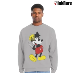 Men’s Xxxtentacion Mickey Dagger Mouse Crewneck Sweatshirt in sport grey | Cozy Fabric, Clean Style