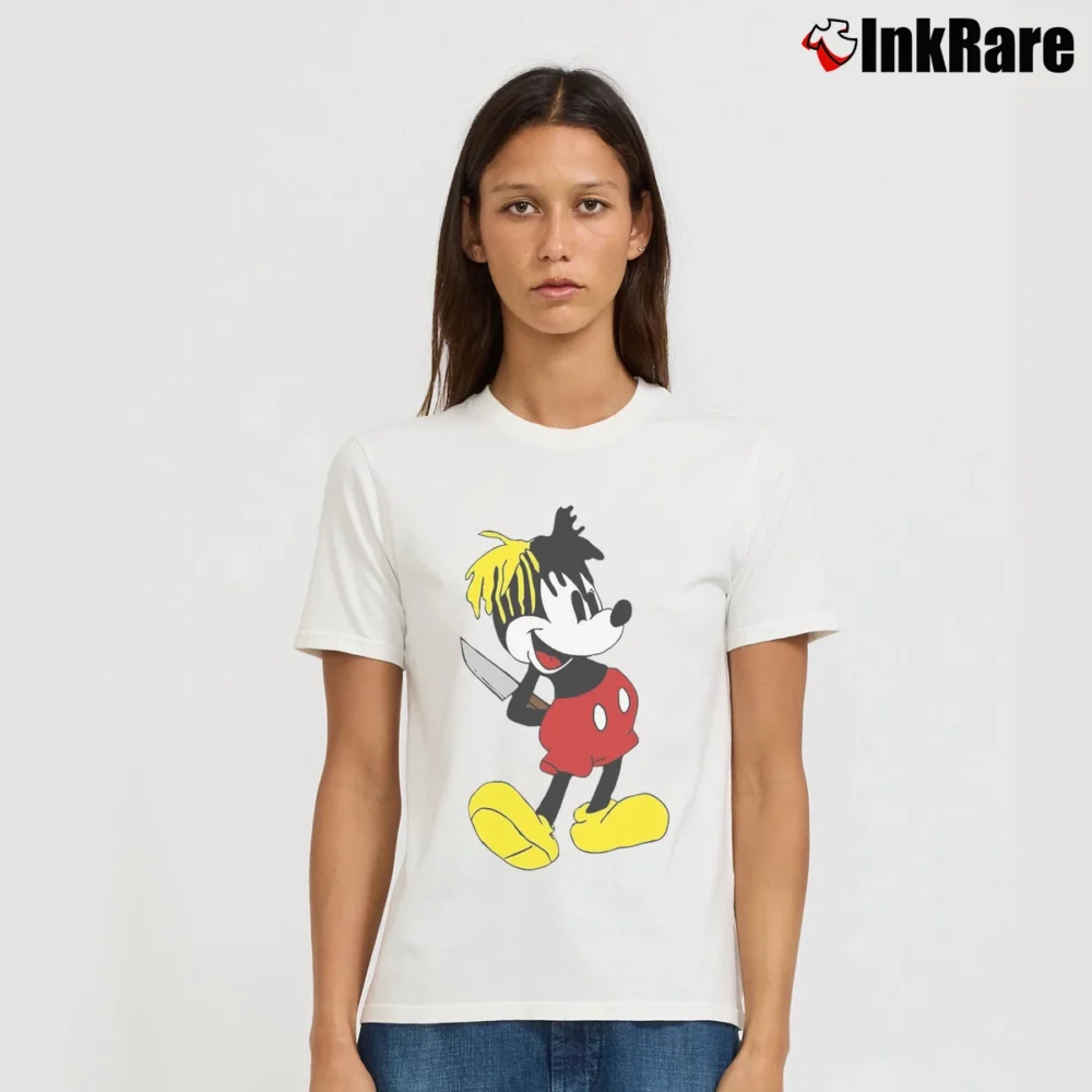 Women’s Xxxtentacion Mickey Dagger Mouse Signature T-Shirt in white | Soft, Flattering Fit