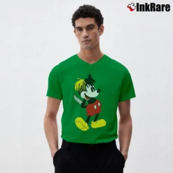 Men’s Xxxtentacion Mickey Dagger Mouse V-Neck Tee in irish green | Sharp, Breathable, Everyday Staple