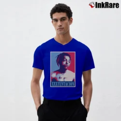 Men’s XXXTentacion Poster V-Neck Tee in royal blue | Sharp, Breathable, Everyday Staple