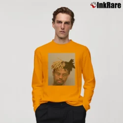 Men’s XXXTentacion Tiger Woods Mugshot Parody Long-Sleeve Shirt in orange | Sleek, Lightweight, Year-Round Wear