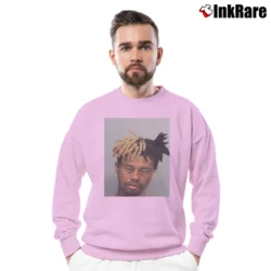 Men’s XXXTentacion Tiger Woods Mugshot Parody Crewneck Sweatshirt in light pink | Cozy Fabric, Clean Style