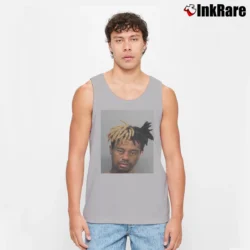 Men’s XXXTentacion Tiger Woods Mugshot Parody Tank Top in sport grey | Breathable, Active-Friendly Design