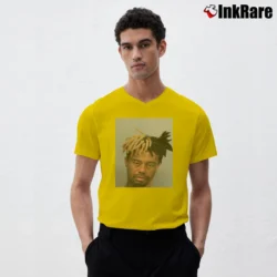 Men’s XXXTentacion Tiger Woods Mugshot Parody V-Neck Tee in yellow | Sharp, Breathable, Everyday Staple