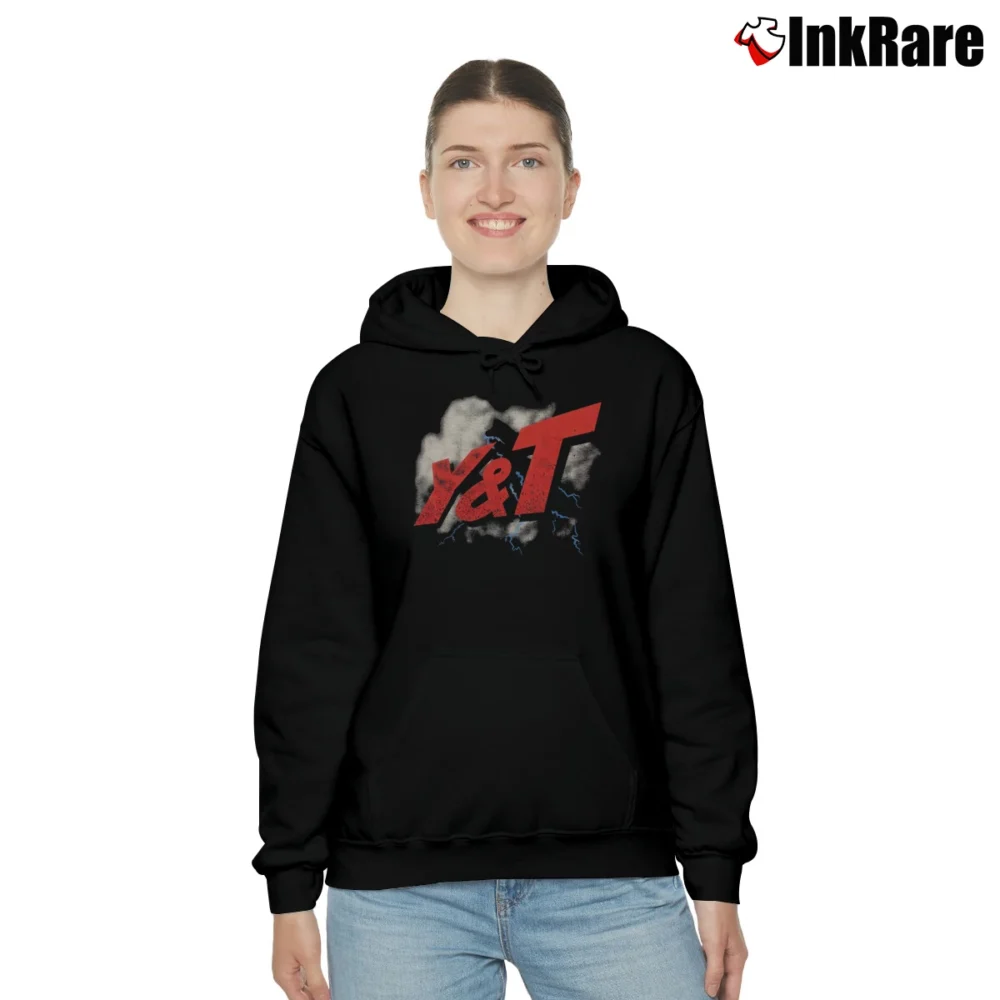 Women’s Y&T Black Tiger 1982 Tour Concert Rock Cozy Hoodie in black | Warm, Structured, Stylish