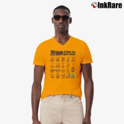 Men’s Y2k 20 Ways To Have Fun With Pussy I Love Pussy Cat Parody Funny Cute V-Neck Tee in orange | Sharp, Breathable, Everyday Staple