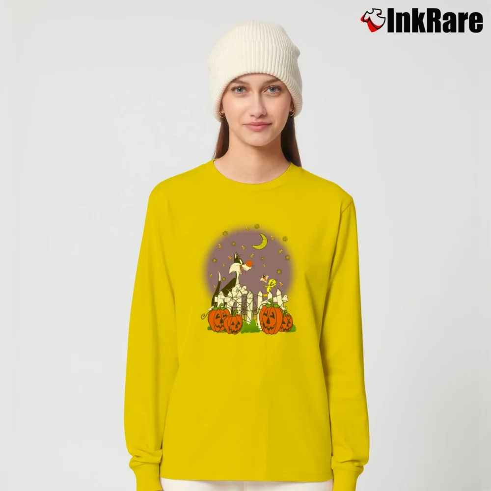 Women’s Y2K Tweety Bird Sylvester The Cat Halloween Long-Sleeve Top in yellow | Sleek, Versatile, All-Season