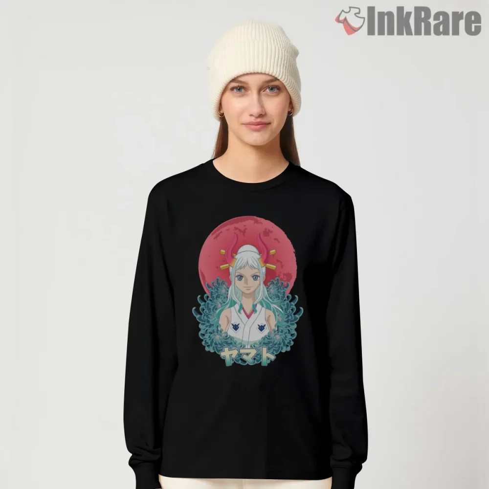 Yamato Moon Warrior Of Wano Anime Shirt on black long sleeve shirt for women graphic tee