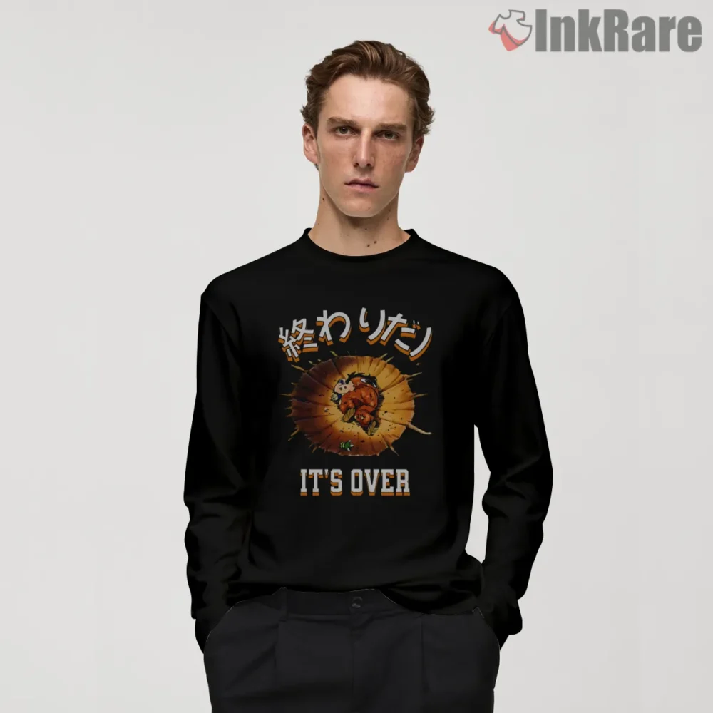 Yamcha Its Over Meme Crater Shirt on black long sleeve shirt for men graphic tee