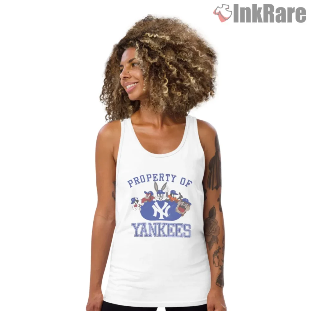 Yankees Looney Tunes Shirt with Property of Yankees graphic and cartoon crew
