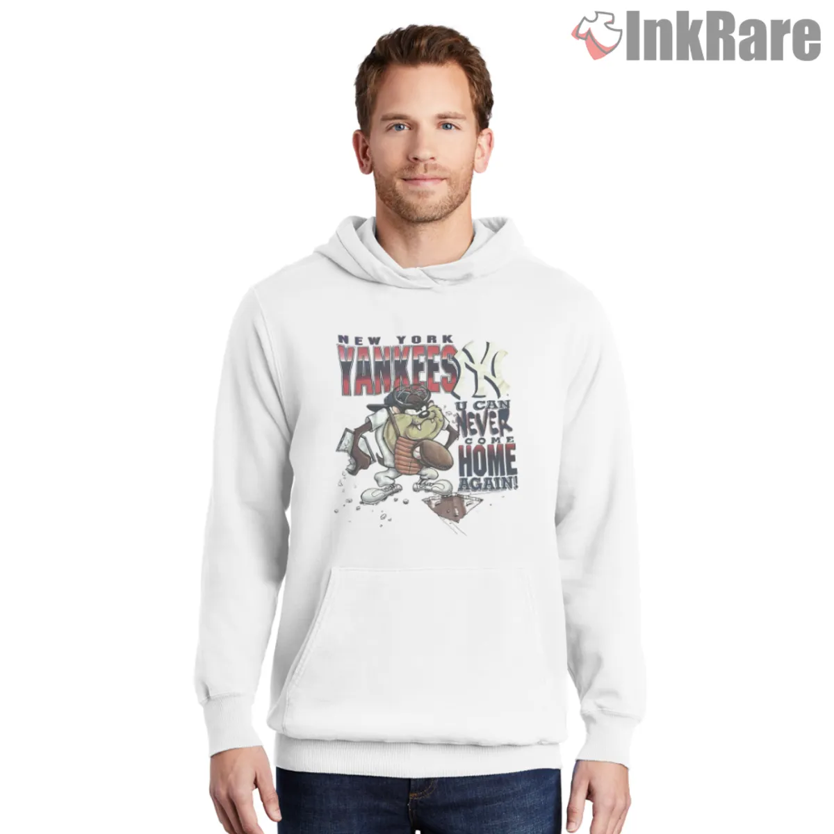 Yankees Taz 1997 Hoodie White White hoodie with Yankees Taz Looney Tunes 1997 graphic