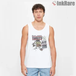 Yankees Taz Looney Tunes 1997 Shirt on white tank top with bold slogan and catcher graphic