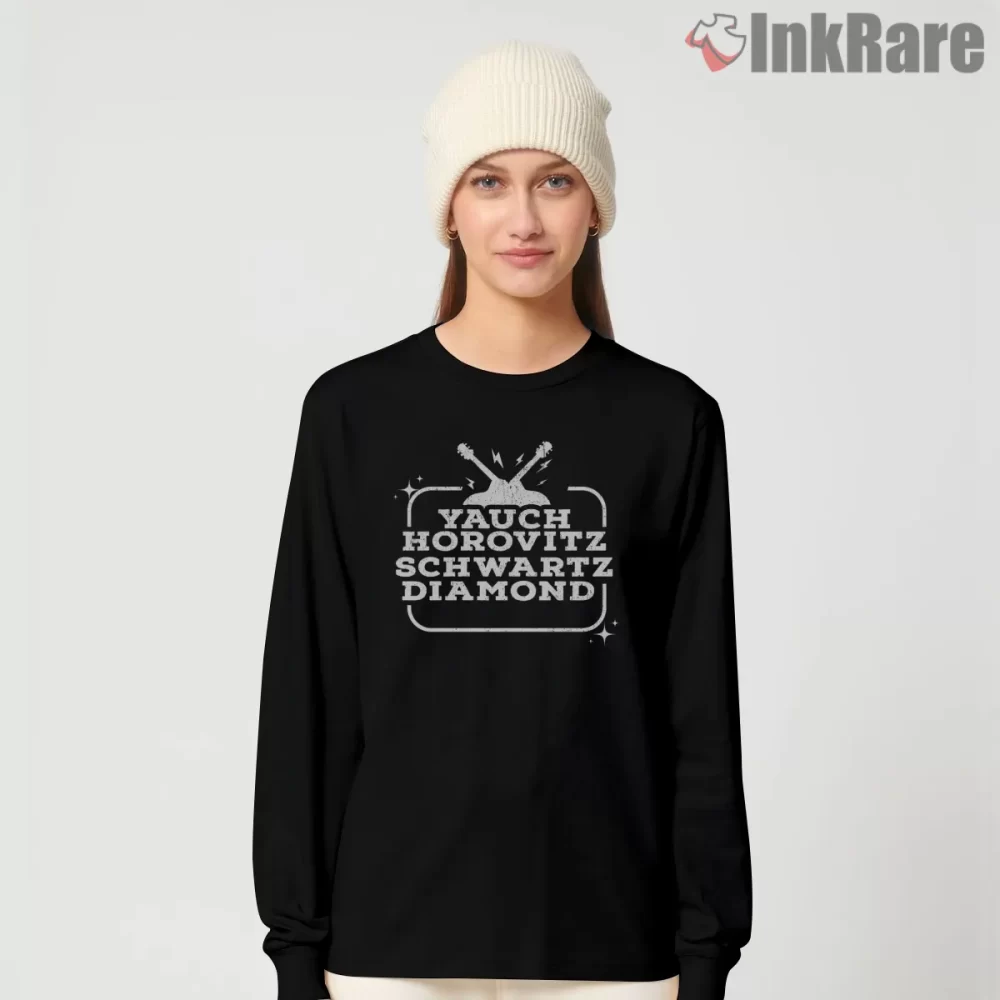 Yauch Horovitz Schwartz Diamond Tribute Shirt on black long sleeve shirt for women graphic tee