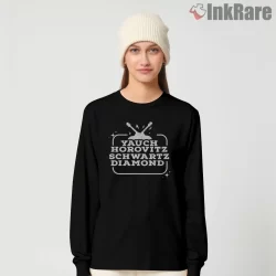 Yauch Horovitz Schwartz Diamond Tribute Shirt on black long sleeve shirt for women graphic tee