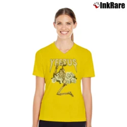 Women’s Yeezy Boost 700 Analog Graphic V-Neck Tee in yellow | Chic Neckline, Soft Texture