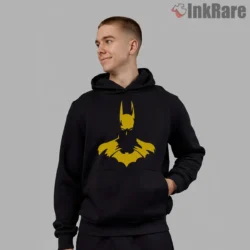 Yellow Silhouette Gotham Signal Batman Shirt on black hoodie for men graphic tee