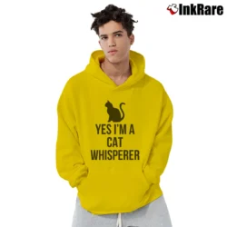 Men’s Yes I'm A Cat Whisperer Funny Pullover Hoodie in yellow | Cozy, Durable, Modern Fit