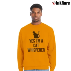 Men’s Yes I'm A Cat Whisperer Funny Crewneck Sweatshirt in orange | Cozy Fabric, Clean Style