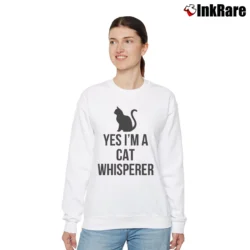 Women’s Yes I'm A Cat Whisperer Funny Relaxed Sweatshirt in white | Soft, Laid-Back Vibe