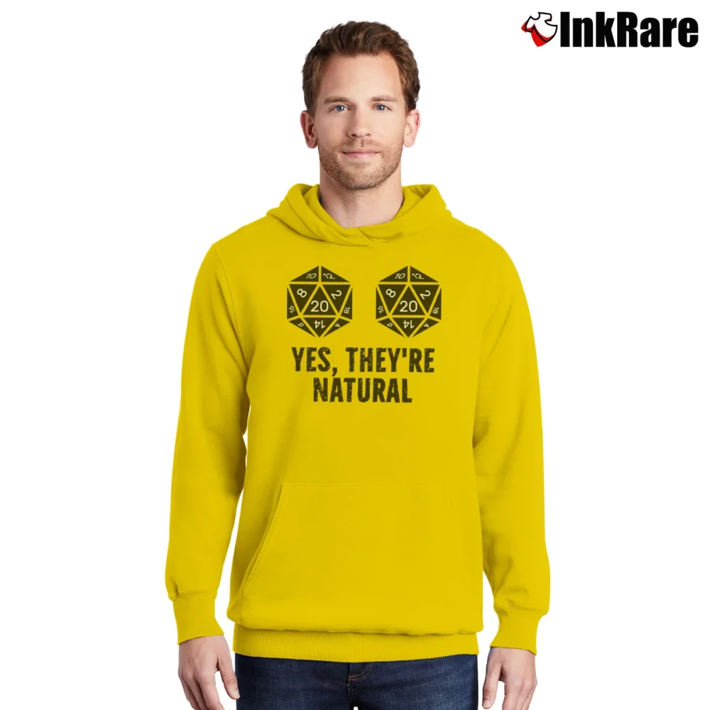 Men’s Yes They're Natural Dungeons And Dragons Dungeon Master Pullover Hoodie in yellow | Cozy, Durable, Modern Fit