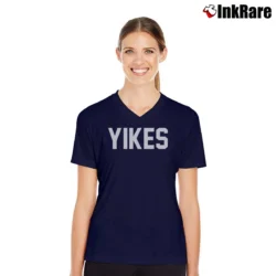 Women’s Yikes Mcafee Tech Humor V-Neck Tee in navy | Chic Neckline, Soft Texture