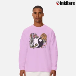 Men’s Yin Yang Dragon And Tiger Symbol Long-Sleeve Shirt in light pink | Sleek, Lightweight, Year-Round Wear