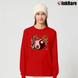 Women’s Yin Yang Dragon And Tiger Symbol Long-Sleeve Top in red | Sleek, Versatile, All-Season
