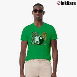 Men’s Yin Yang Dragon And Tiger Symbol V-Neck Tee in irish green | Sharp, Breathable, Everyday Staple