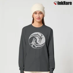 Women’s Yin Yang Dragon Symbol Zen Meditation Yoga Long-Sleeve Top in charcoal | Sleek, Versatile, All-Season