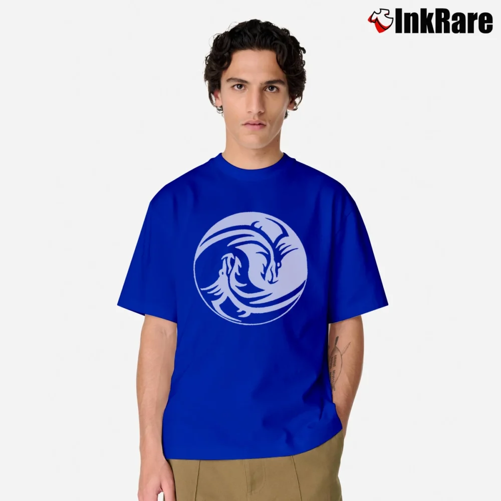 Men’s Yin Yang Dragon Symbol Zen Meditation Yoga Classic T-Shirt in royal blue | Soft, Breathable Everyday Wear