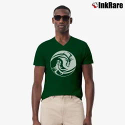 Men’s Yin Yang Dragon Symbol Zen Meditation Yoga V-Neck Tee in forest green | Sharp, Breathable, Everyday Staple