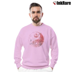 Men’s Yin Yang Star Wars Logo Watercolor Funny Crewneck Sweatshirt in light pink | Cozy Fabric, Clean Style