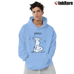 Men’s Yippee Funny Snoopy Handstand Pullover Hoodie in light blue | Cozy, Durable, Modern Fit