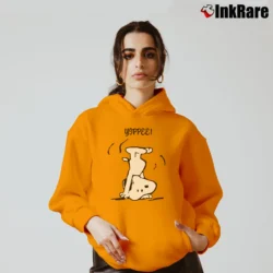 Women’s Yippee Funny Snoopy Handstand Cozy Hoodie in orange | Warm, Structured, Stylish