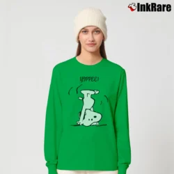 Women’s Yippee Funny Snoopy Handstand Long-Sleeve Top in irish green | Sleek, Versatile, All-Season