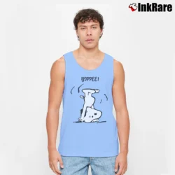 Men’s Yippee Funny Snoopy Handstand Tank Top in light blue | Breathable, Active-Friendly Design