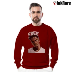 Men’s Ynw Melly Free Melly Rap Music Crewneck Sweatshirt in maroon | Cozy Fabric, Clean Style