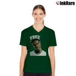 Women’s Ynw Melly Free Melly Rap Music V-Neck Tee in forest green | Chic Neckline, Soft Texture