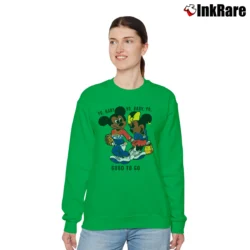 Women’s Yo Baby Got To Go Mickey Mouse Relaxed Sweatshirt in irish green | Soft, Laid-Back Vibe
