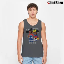 Men’s Yo Baby Got To Go Mickey Mouse Tank Top in charcoal | Breathable, Active-Friendly Design