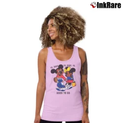 Women’s Yo Baby Got To Go Mickey Mouse Tank Top in light pink | Lightweight, Movement-Friendly