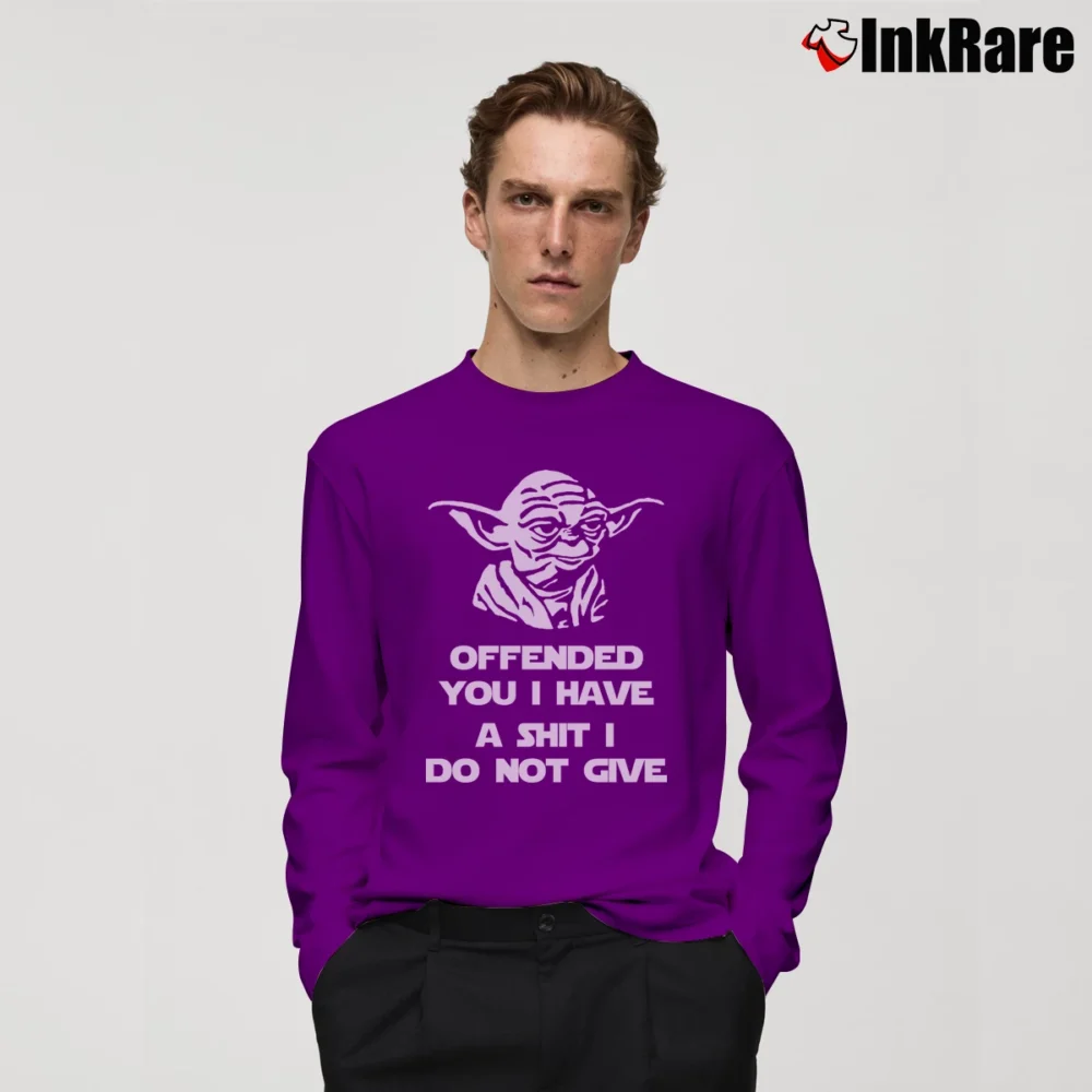 Men’s Yoda Offended You I Have A Shit I Do Not Give Funny Star Wars Quote Long-Sleeve Shirt in purple | Sleek, Lightweight, Year-Round Wear