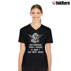 Women’s Yoda Offended You I Have A Shit I Do Not Give Funny Star Wars Quote V-Neck Tee in black | Chic Neckline, Soft Texture