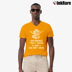 Men’s Yoda Offended You I Have A Shit I Do Not Give Funny Star Wars Quote V-Neck Tee in orange | Sharp, Breathable, Everyday Staple