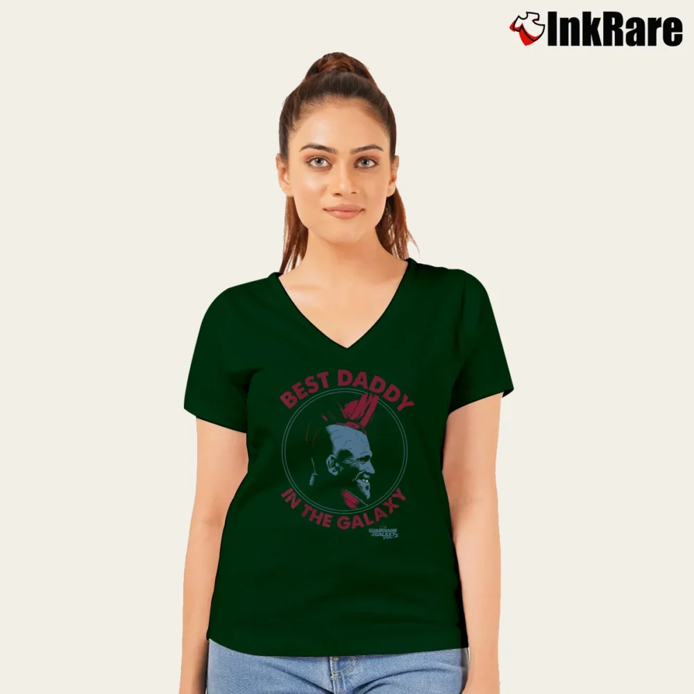 Women’s Yondu Best Daddy In The Galaxy V-Neck Tee in forest green | Chic Neckline, Soft Texture